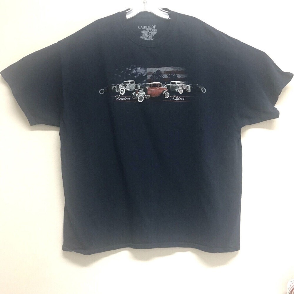 Cabo Joe Freedom Riders Men Sz XXL Graphic Short Sleeve T-Shirt Blue Trucks Flag